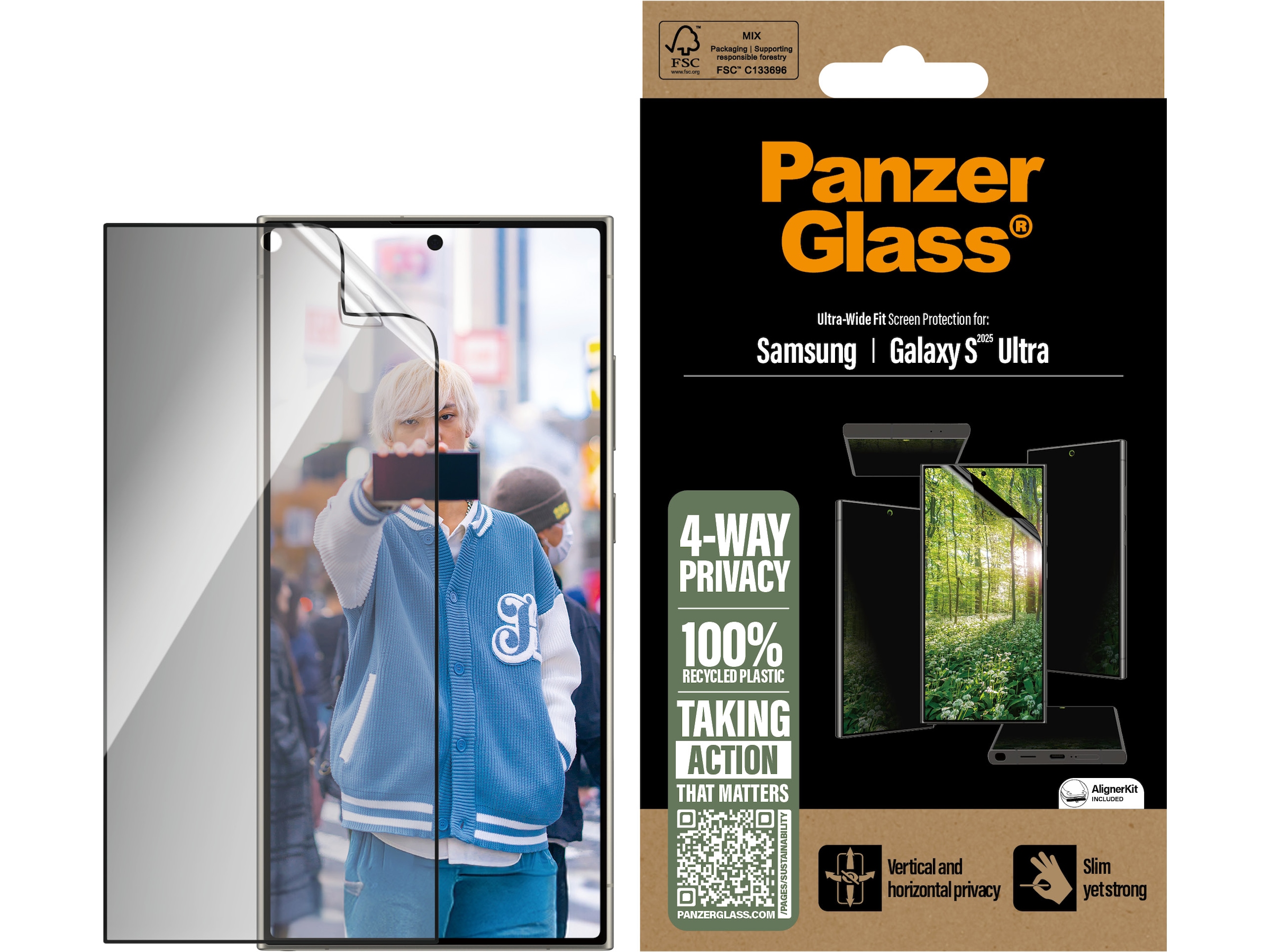 PanzerGlass Galaxy S25 Ultra ECO MATRIX 4-way Privacy skärmskydd Skärmskydd mobiltelefon