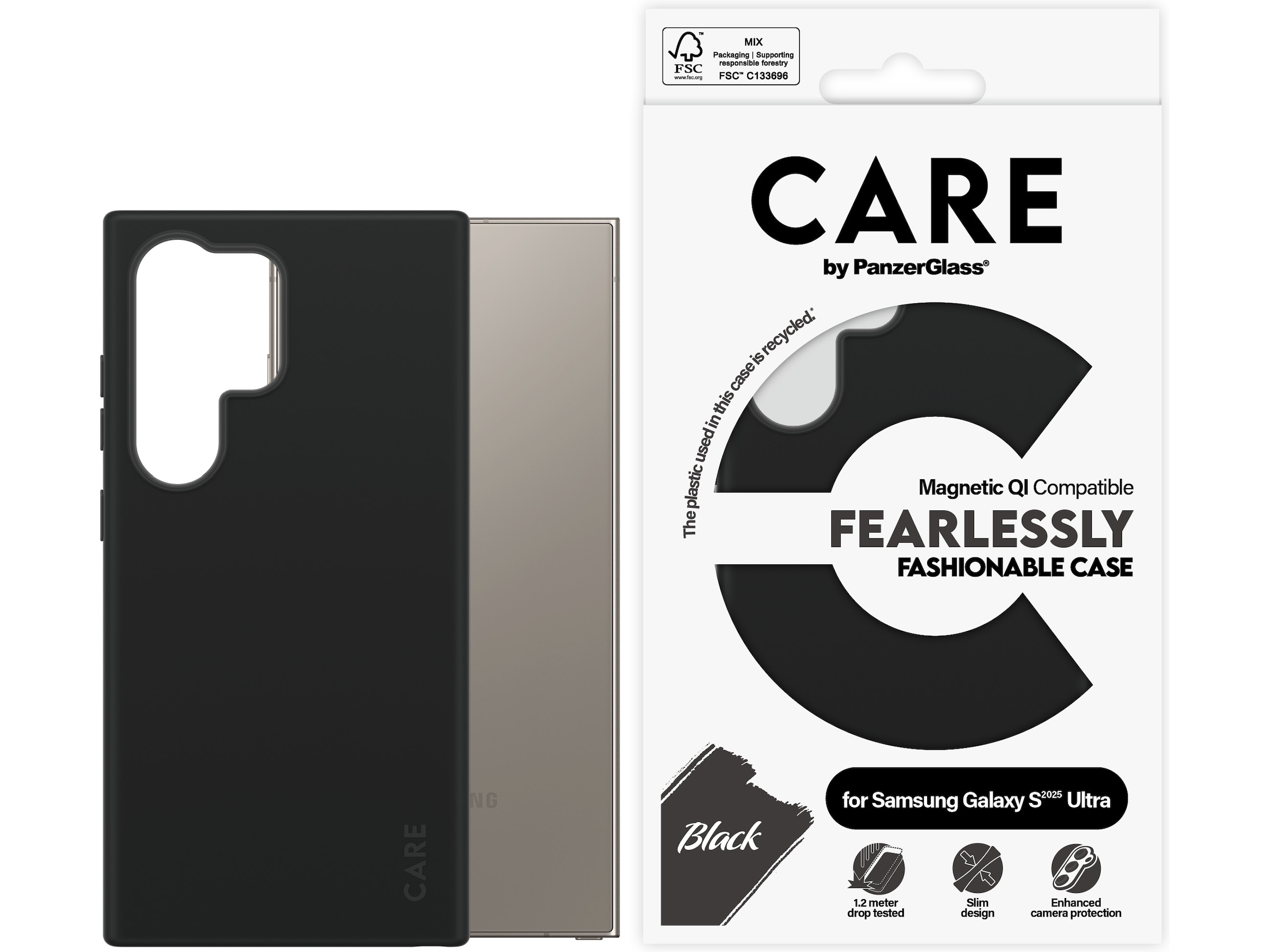 PanzerGlass CARE Galaxy S25 Ultra Qi Fashion skal (svart) Mobilskal