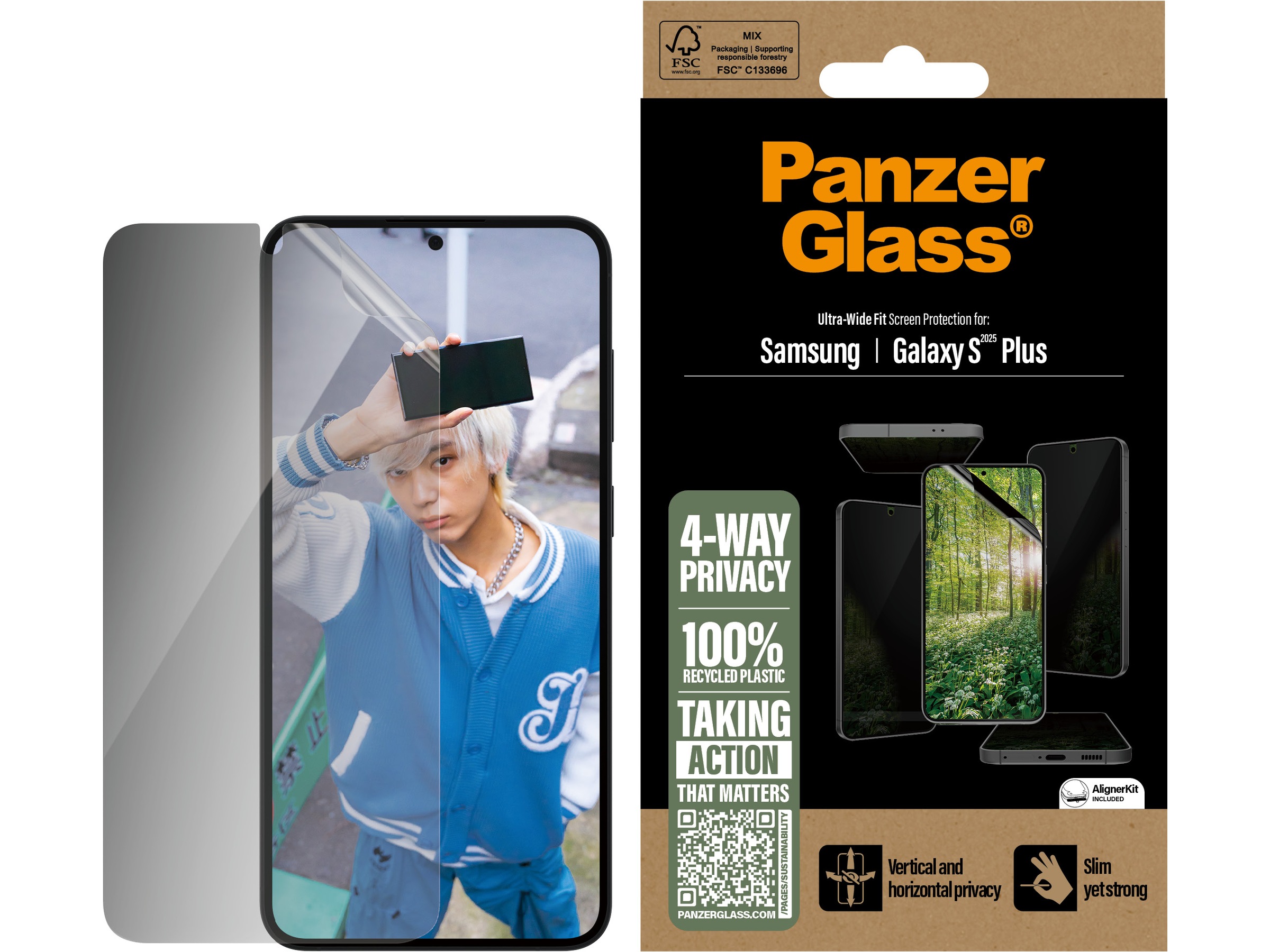 PanzerGlass Galaxy S25+ ECO MATRIX 4-way Privacy skärmskydd Skärmskydd mobiltelefon