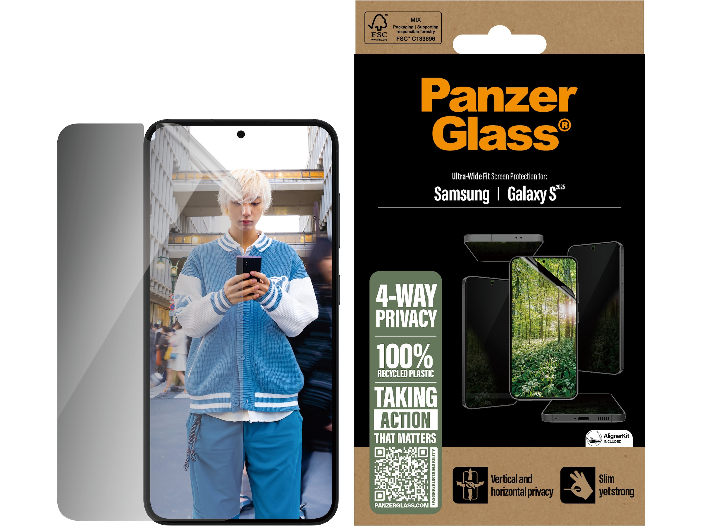 PanzerGlass Galaxy S25 ECO MATRIX 4-way Privacy skärmskydd Skärmskydd mobiltelefon