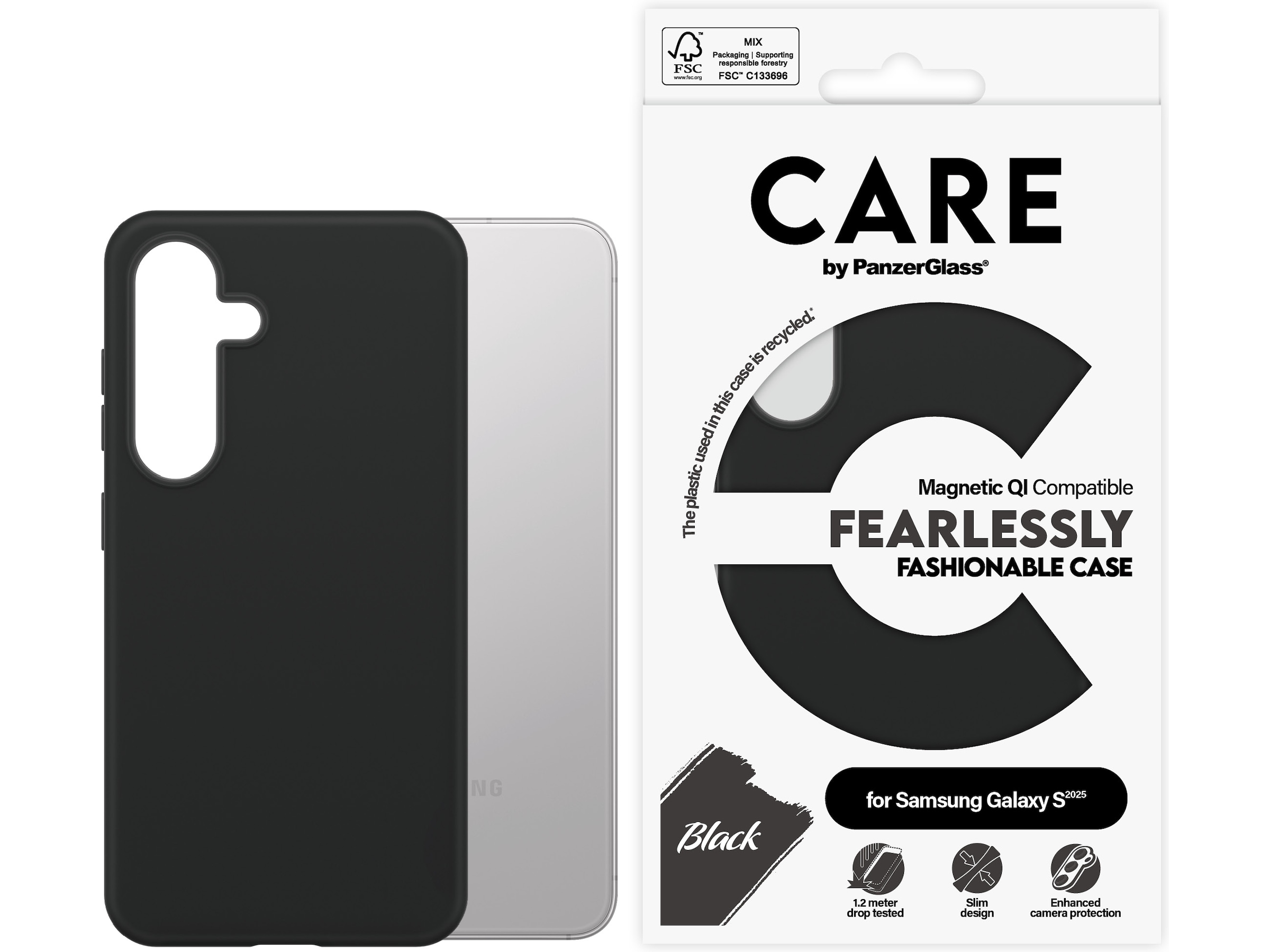 PanzerGlass CARE Galaxy S25 Qi Fashion skal (svart) Mobilskal