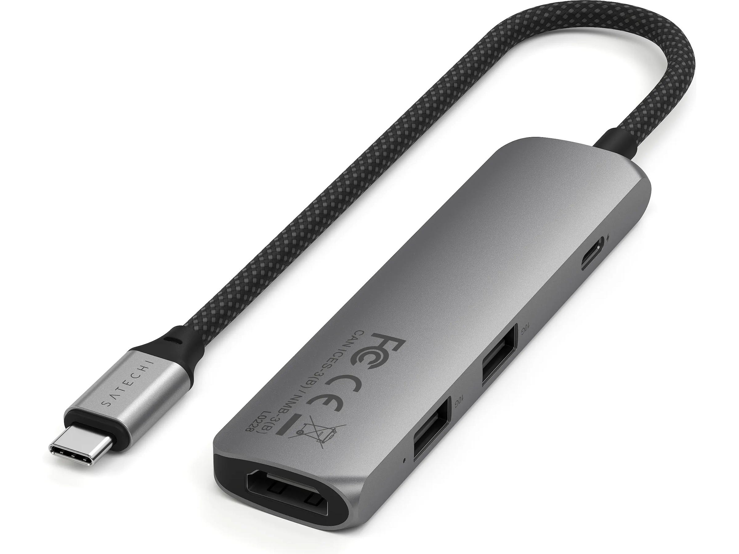 Satechi 4-i-1 Slim 4K Multiport docking (rymdgrå) Dockningsstation och USB-hub