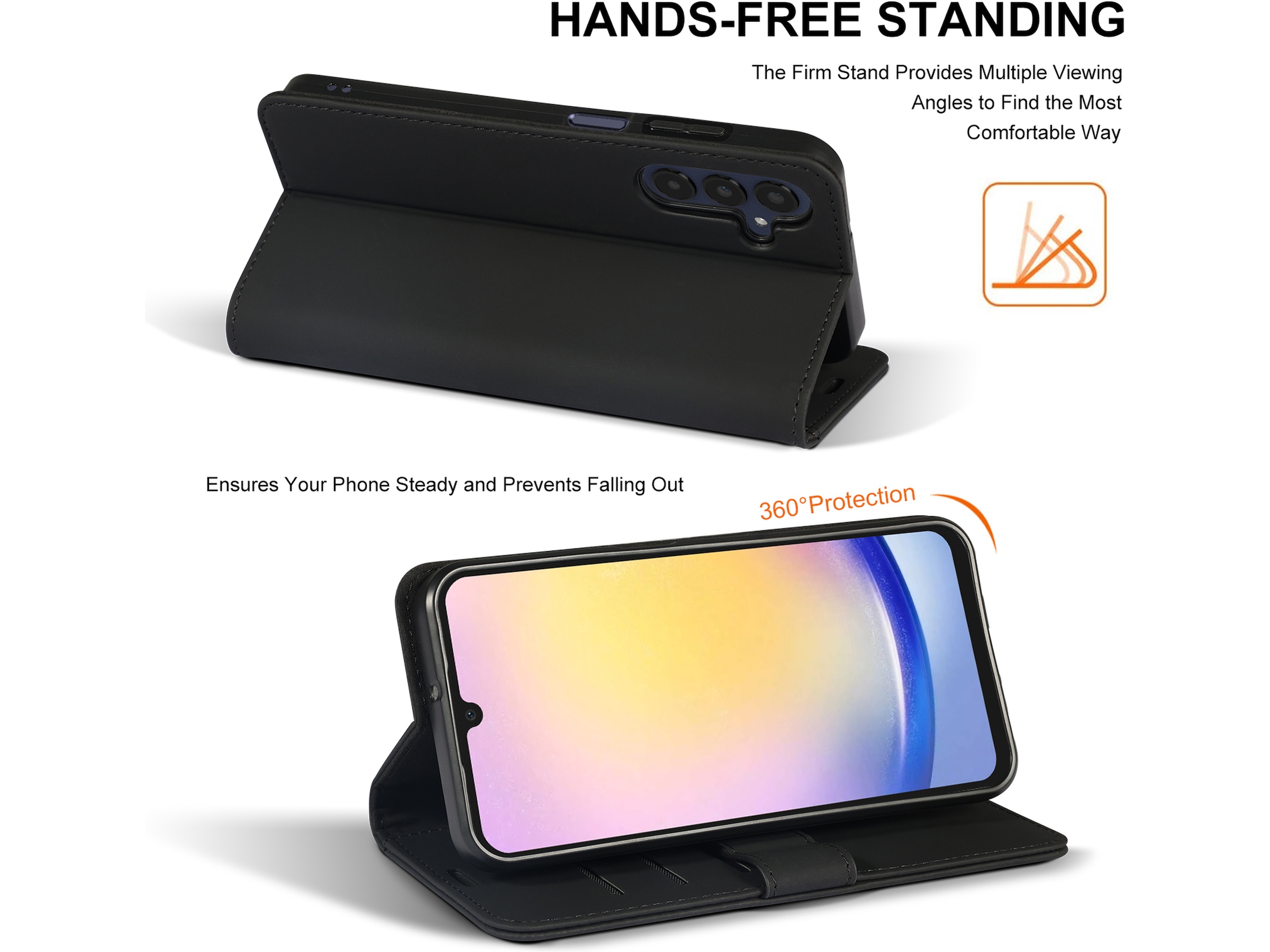 iiglo Samsung Galaxy A25 Plånboksfodral (svart) Mobilskal