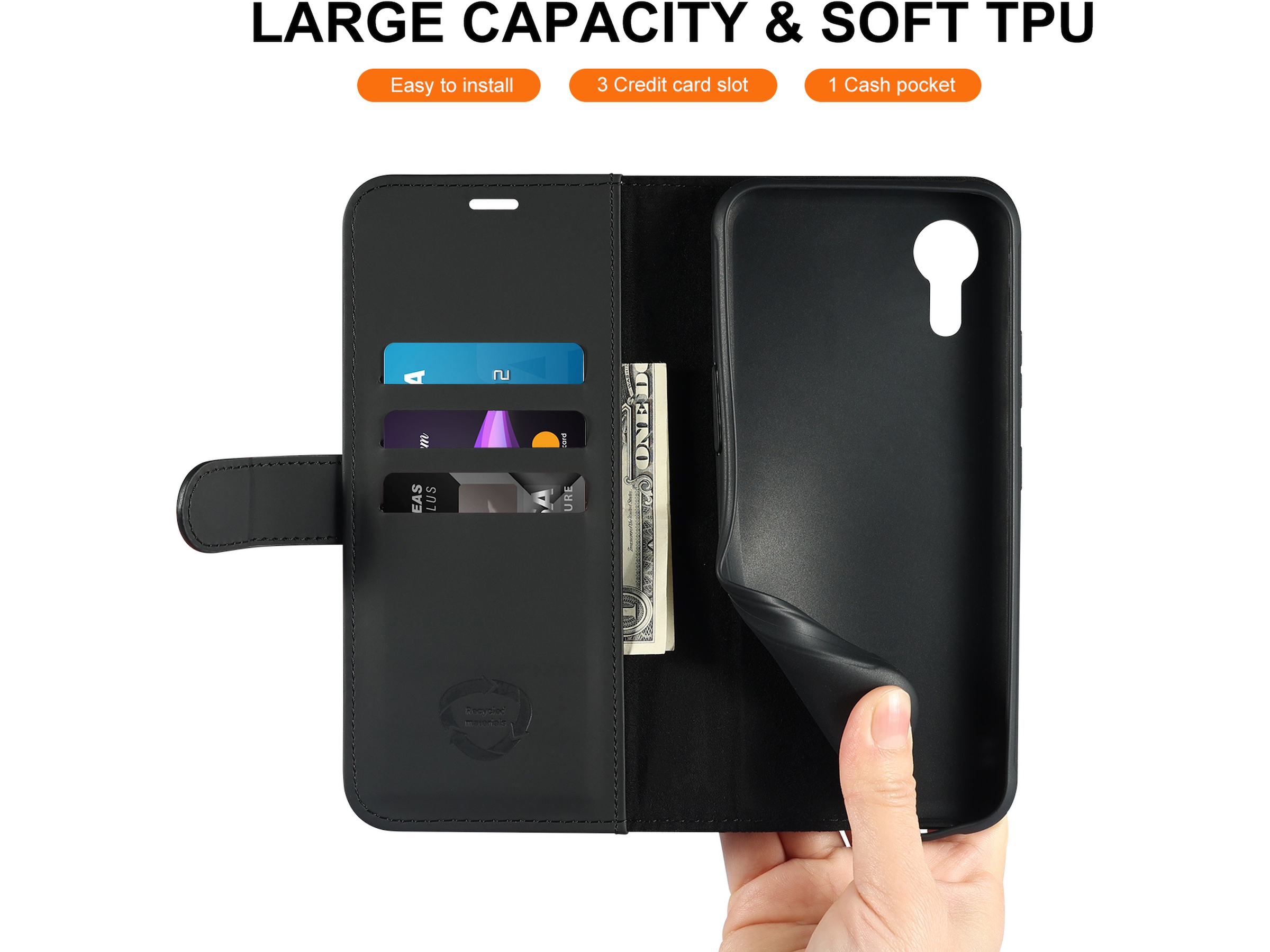 iiglo Samsung XCover 7 Plånboksfodral (svart) Mobilskal