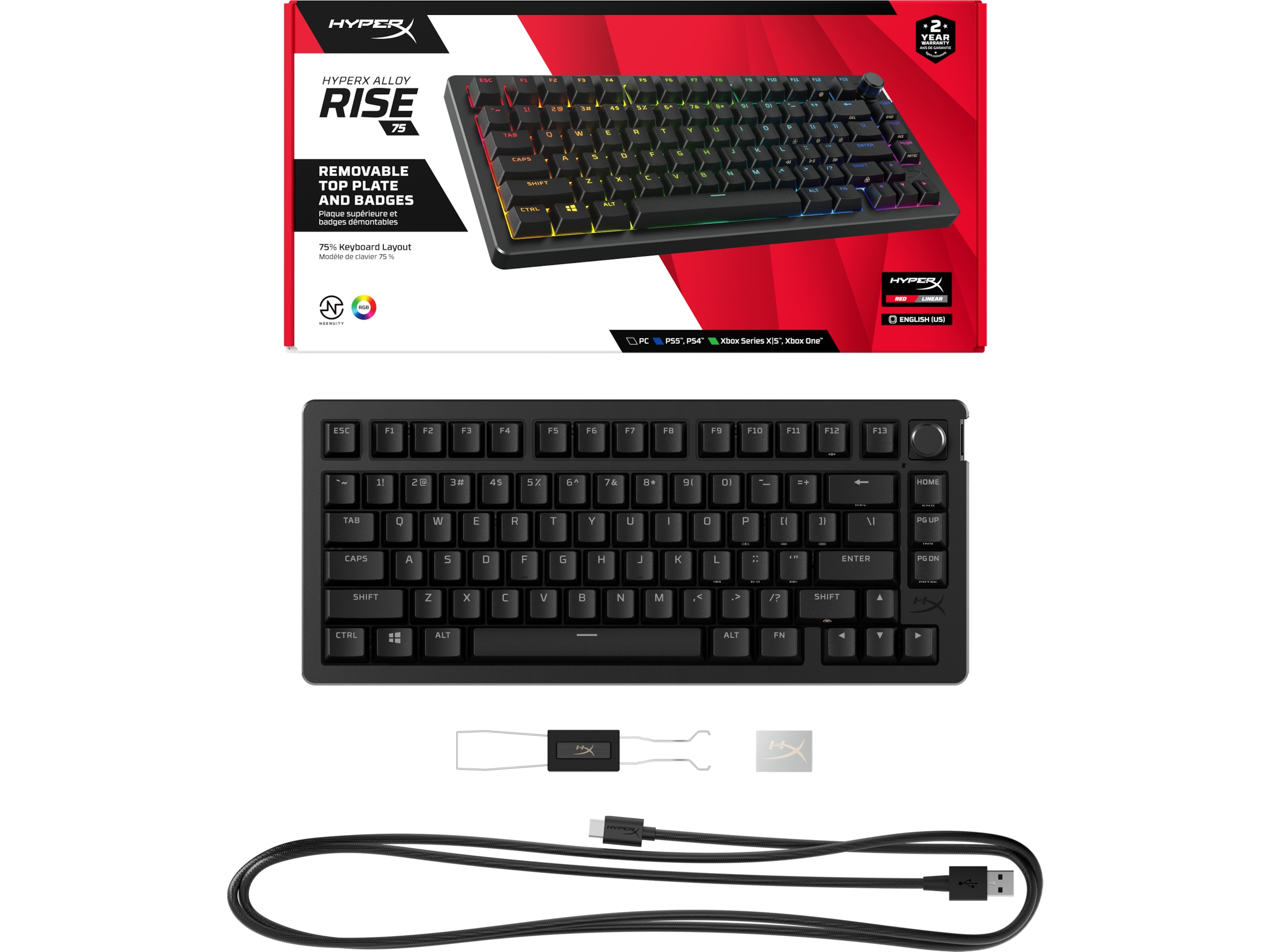 HyperX Alloy Rise 75 gamingtangentbord (svart) Gamingtangentbord
