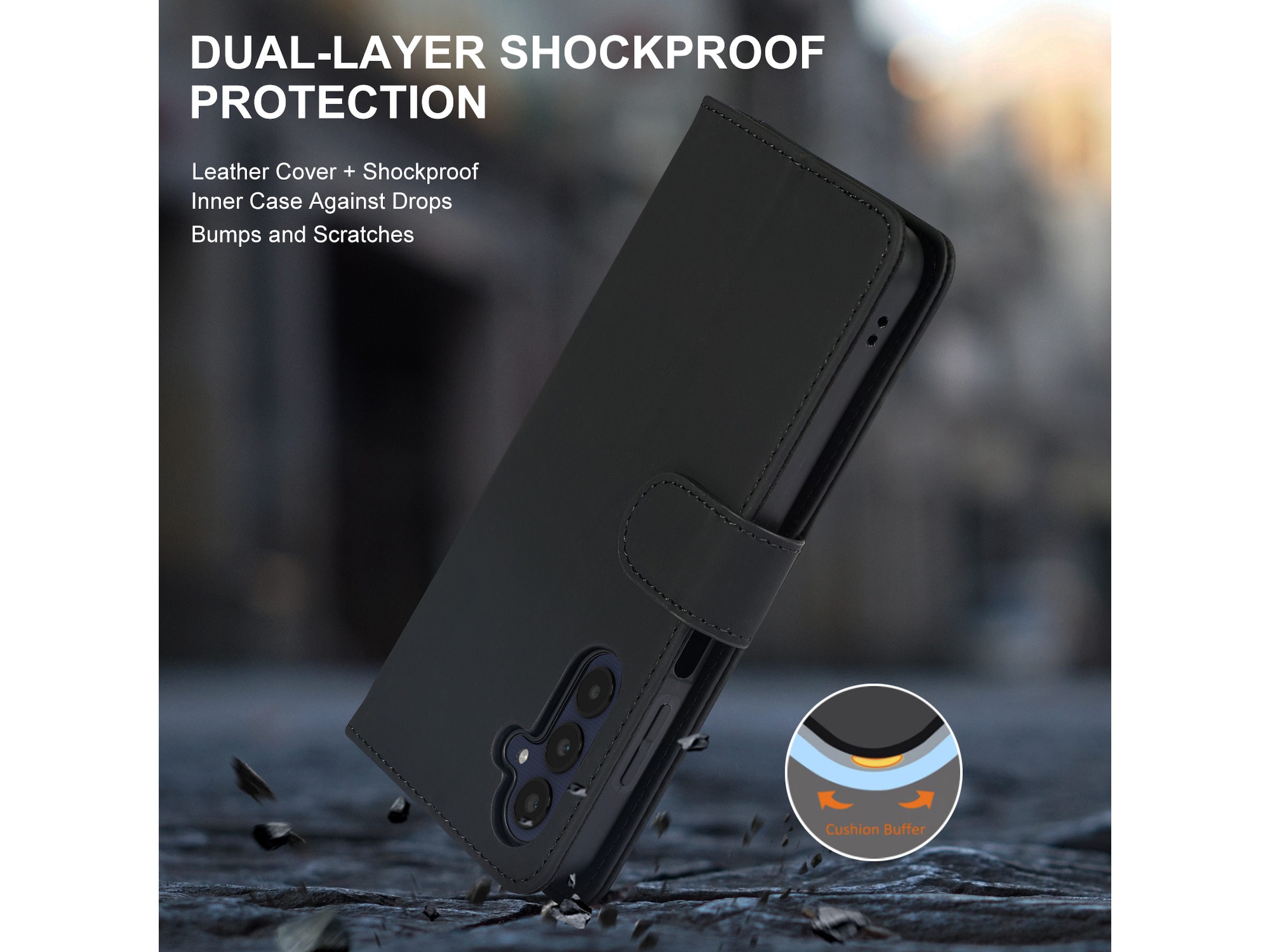 iiglo Samsung Galaxy A25 Plånboksfodral (svart) Mobilskal