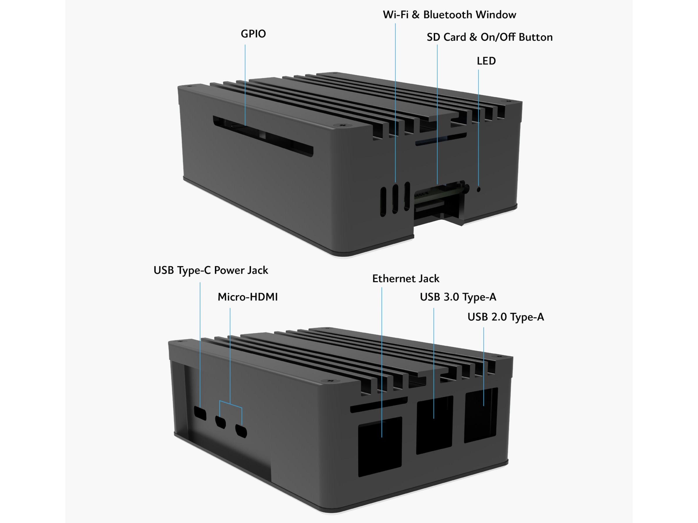 Akasa Pi-5 Pro Aluminium Case Tillbehör