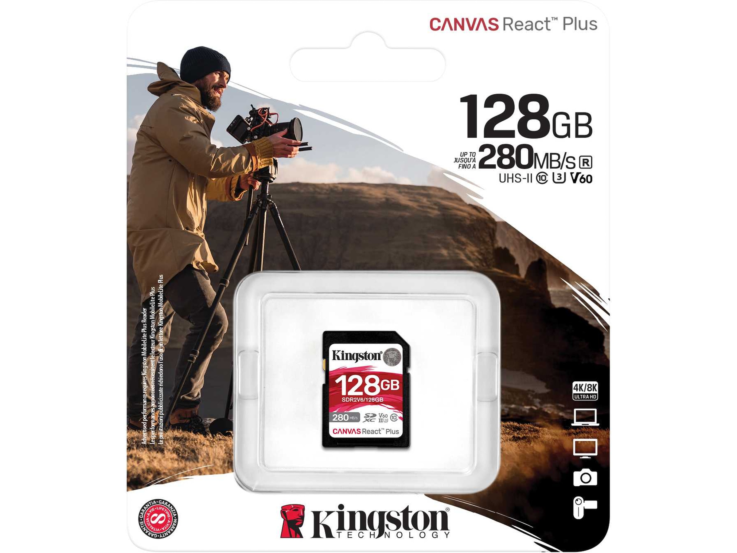 Kingston Canvas React Plus V60 128GB Minneskort
