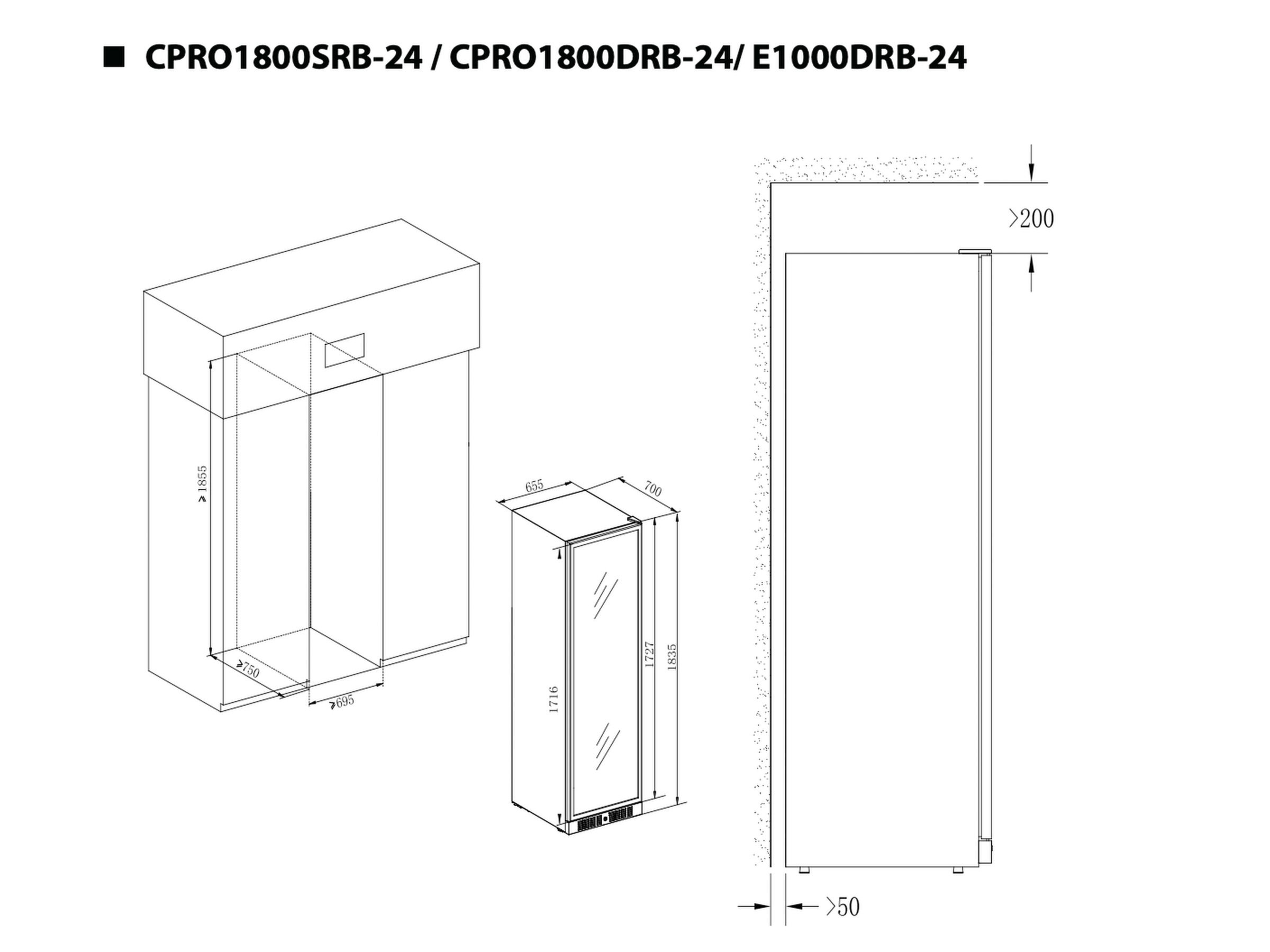 Temptech Elegance E1000DRB-24 vinkyl (153 flaskor) Fristående vinkyl