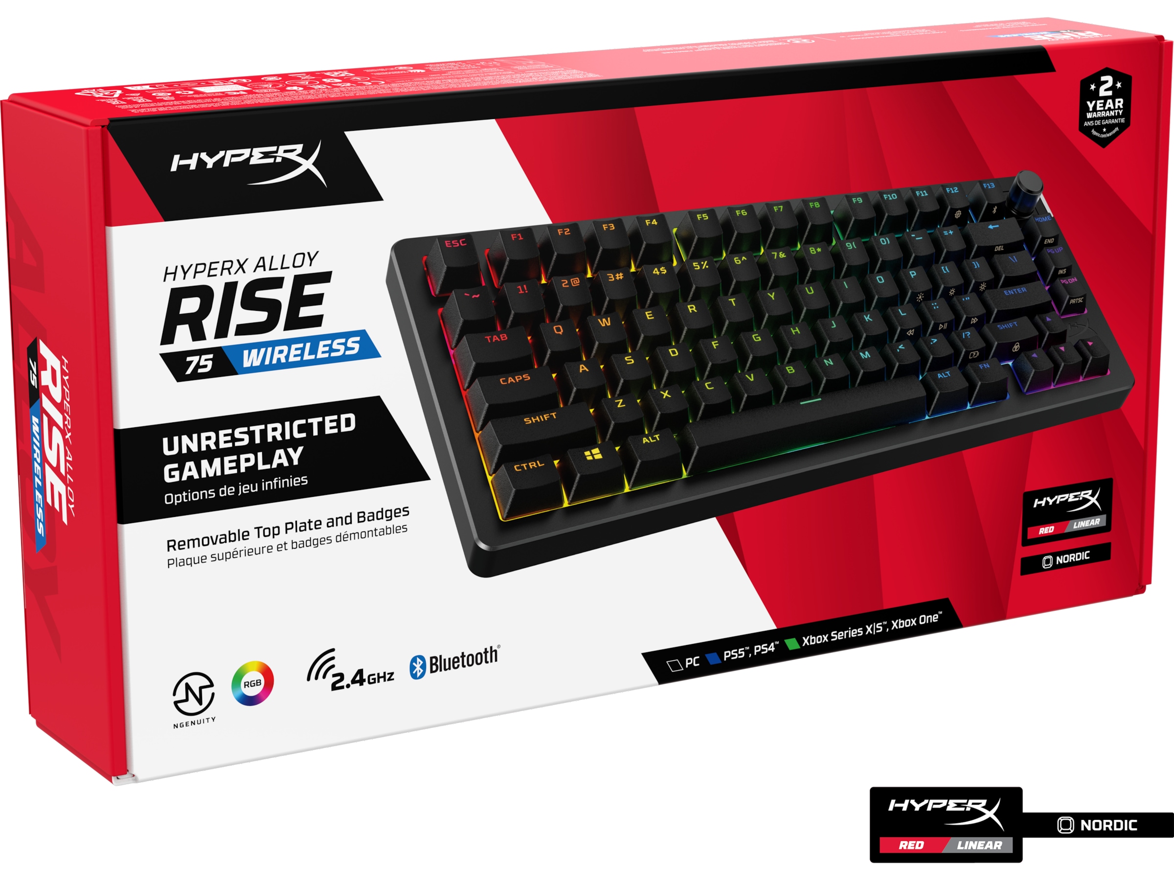 HyperX Alloy Rise 75 Trådlöst Gamingtangentbord (svart) Gamingtangentbord