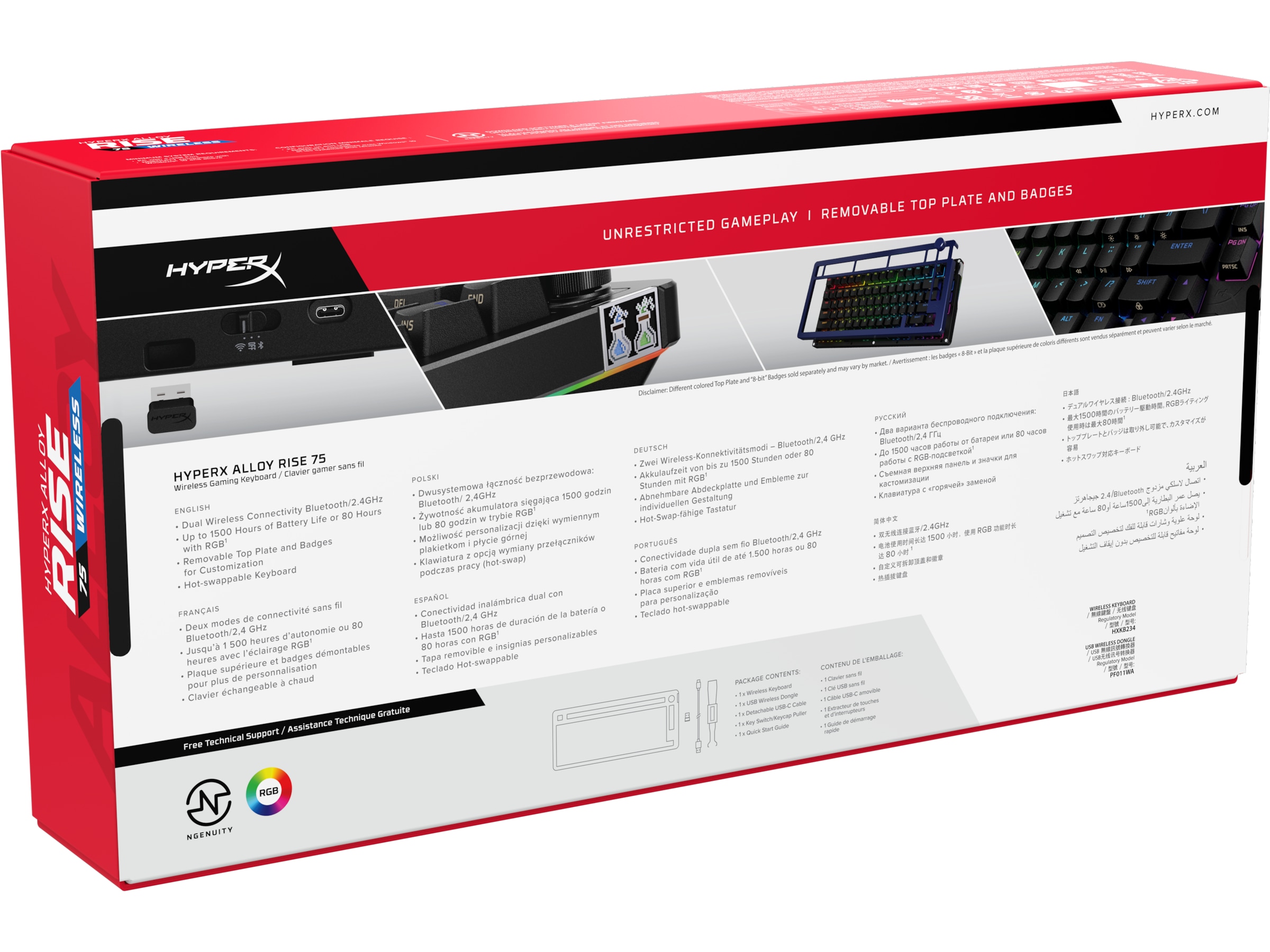 HyperX Alloy Rise 75 Trådlöst Gamingtangentbord (svart) Gamingtangentbord