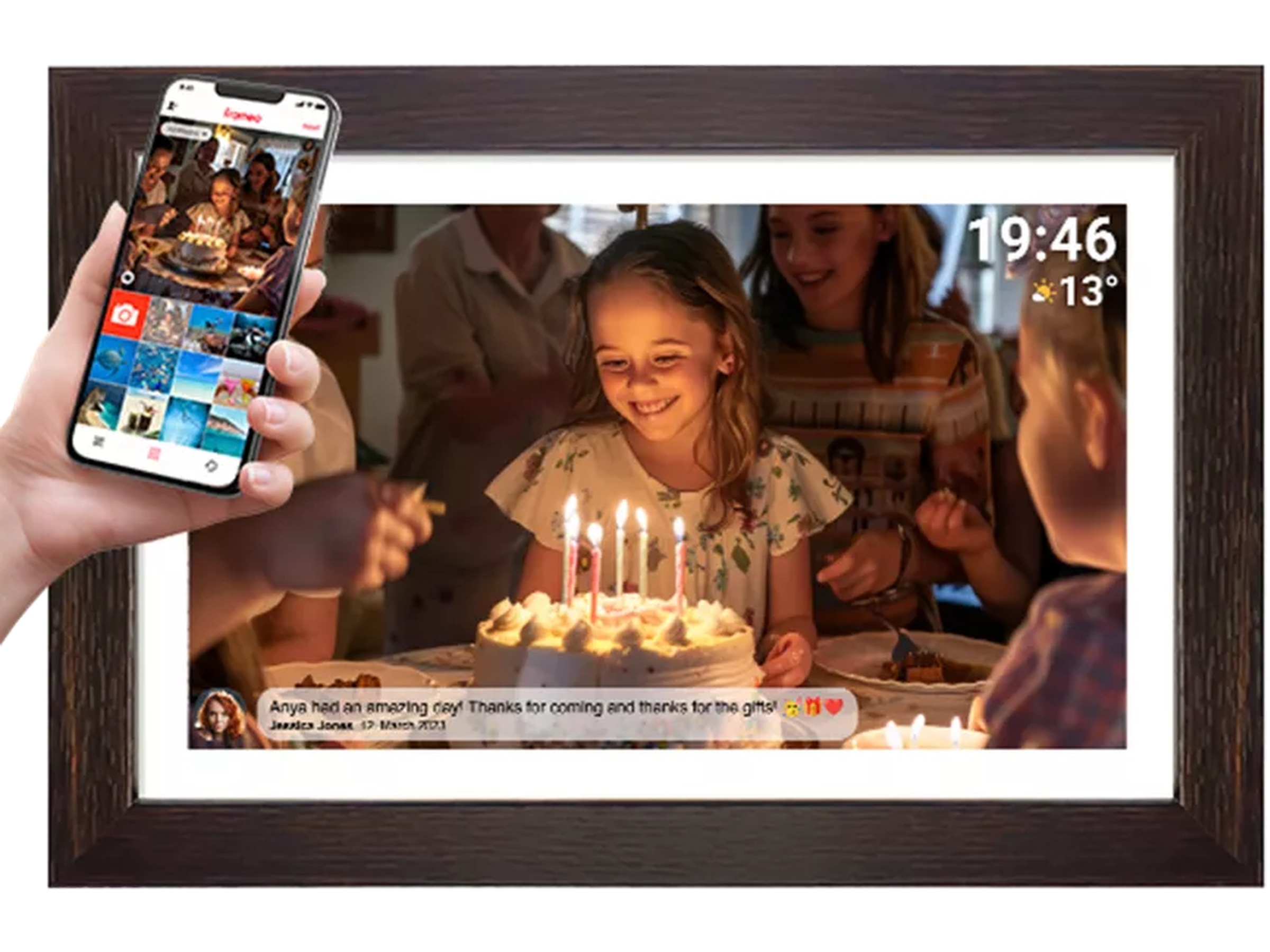 Denver PFF-1543DW 15,6" digital fotoram (mörk ek) TV-ram & tillbehör