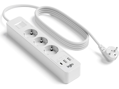 iiglo Överspänningsskydd 3x Uttag 1,5m (vit)