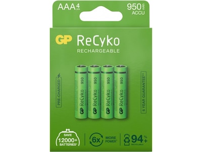 GP ReCyko AAA- NiMh batteri, 950mAh, 4-pack