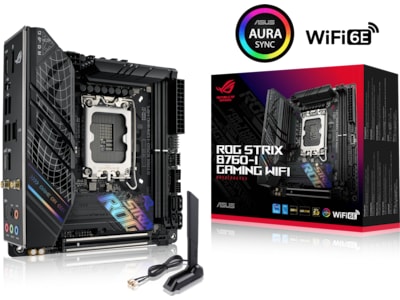 ASUS ROG STRIX B760-I GAMING WIFI - Moderkort - mini ITX - LGA1700-uttag - B760 Chipuppsättning - USB 3.2 Gen 1, USB-C 3.2 Gen 1, USB-C 3.2 Gen 2x2, USB-C 3.2 Gen2 - 2.5 Gigabit LAN, Wi-Fi 6E, Bluetooth - inbyggda grafiken (CPU krävs) - HD-ljud (8 kanaler ASUS ROG STRIX B760-I GAMING WIFI - Moderkort - mini ITX - LGA1700-uttag - B760 Chipuppsättning - USB 3.2 Gen 1, USB-C 3.2 Gen 1, USB-C 3.2 Gen 2x2, USB-C 3.2 Gen2 - 2.5 Gigabit LAN, Wi-Fi 6E, Bluetooth - inbyggda grafiken (CPU krävs) - HD-ljud (8 kanaler