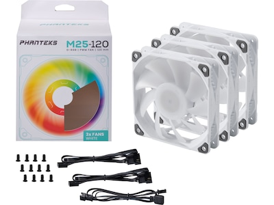 Phanteks M25 120mm DRGB 3 pack Fläkt (vit)