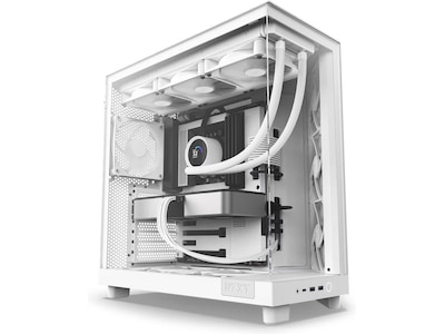 NZXT H series H6 Flow - Mid tower - ATX - genomskinlig sidopanel (härdat glas) - ingen strömförsörjning - matt vit - USB/ljud NZXT H series H6 Flow - Mid tower - ATX - genomskinlig sidopanel (härdat glas) - ingen strömförsörjning - matt vit - USB/ljud
