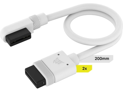 Corsair iCUE Link Kabel 2x 200mm /m Slim 90° (vit)