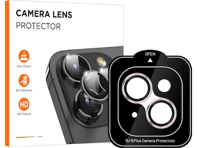 iiglo iPhone 15 / 15 Plus Linsskydd rosa ram (rosa)