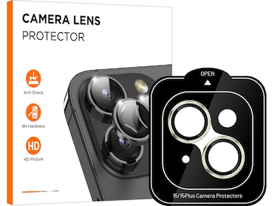 iiglo iPhone 15 / 15 Plus Linsskydd gul ram (gul)