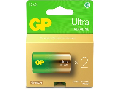 GP Ultra Alkaline D/LR20 batteri, 2-pk