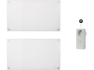 Mill Glas Panelelement 700W 2-pack + WiFi Socket gen 3 (vit)