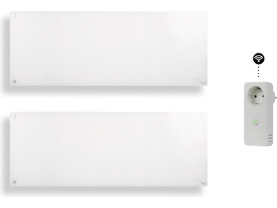 Mill Glas Panelelement 1300W 2-pack + WiFi Socket gen 3 (vit)