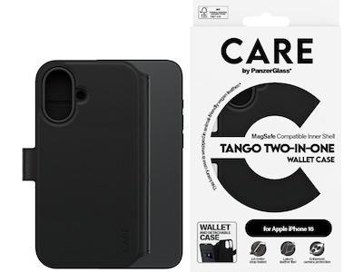 PanzerGlass CARE iPhone 16 Tango 2-i-1 Plånboksfodral (svart)