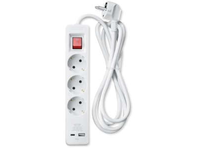Andersson Strömförgrening 3x uttag och 2x USB 1,5m (vit)