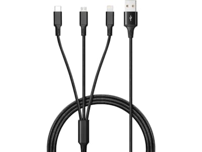 Andersson Micro-USB/USB-C/Lightning till USB-A kabel 1m (svart)
