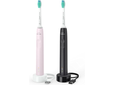 Philips HX3675/15 2x sonisk elektrisk tandborste (svart och rosa)