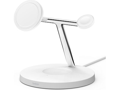 Belkin BoostCharge Pro 3-i-1 15W trådlös laddningsstation (vit)