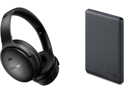 Bose QuietComfort trådlösa hörlurar, Over-Ear (svart) + powerbank