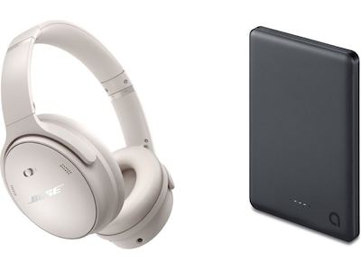 Bose QuietComfort trådlösa hörlurar, Over-Ear (vit) + powerbank