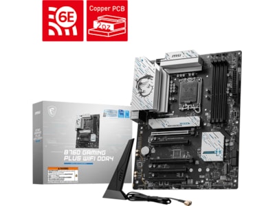 MSI B760 GAMING PLUS WIFI DDR4 - Moderkort - ATX - LGA1700-uttag - B760 Chipuppsättning - USB 3.2 Gen 1, USB 3.2 Gen 2, USB-C 3.2 Gen2, USB-C 3.2 Gen 1 - 2.5 Gigabit LAN, Wi-Fi 6E, Bluetooth - inbyggda grafiken (CPU krävs) - HD-ljud (8 kanaler)