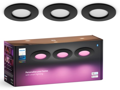 Philips Hue Slim infälld belysning 90 mm (svart) 3pk