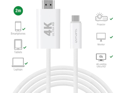 4smarts USB-C till HDMI kabel 2m (vit)