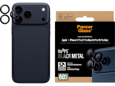 PanzerGlass iPhone 17 Pro / 17 Pro Max / 16 Pro / 16 Pro Max Hoops Linsskydd (svart)