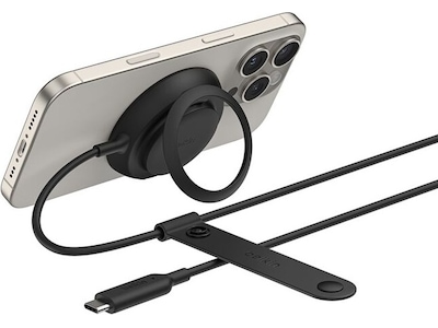 Belkin UltraCharge magnetisk laddplatta 25W Qi2 med stativ (svart)