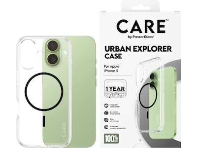 PanzerGlass CARE iPhone 17 Urban Explorer skal (transparent/svart)