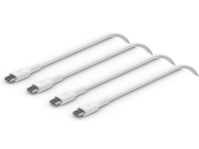 Belkin USB-C flätad laddningskabel 2m, 2-pack (vit)