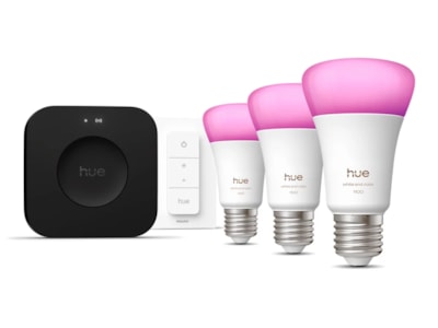 Philips Hue WCA startpaket (3x E27 + Dimmer + Bridge Pro)