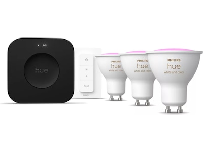 Philips Hue WCA startpaket (3x GU10 + dimmer + Bridge Pro)