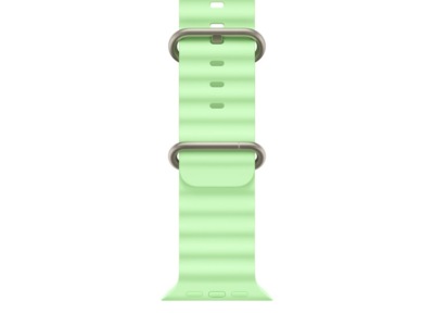 Apple Watch 49mm Natural Titanium Ocean Band (neon green)
