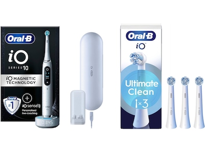 Oral-B iO 10 elektrisk tandborste (stardust vit) + borsthuvuden
