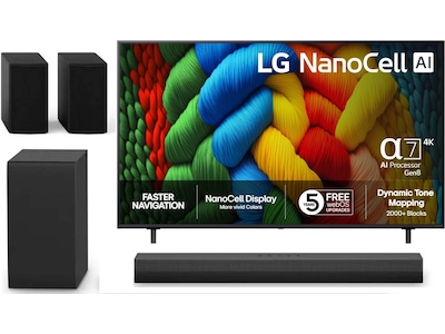 LG 75" NANO80 AI 4K NanoCell smart-TV (2025) + soundbar