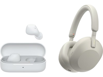 Sony WH-1000XM5 trådlösa hörlurar, over-ear (silver) + WF-510 öronsnäckor