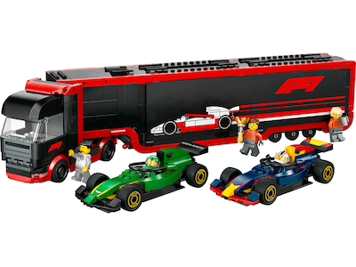 LEGO City F1 lastbil med RB20 och AMR24 F1-bilar 60445