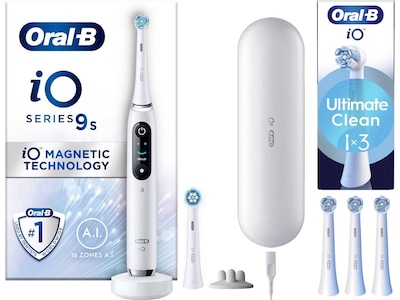Oral-B iO 9 elektrisk tandborste (vit) + 3-pack borsthuvuden