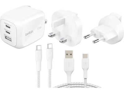 Belkin BoostCharge Pro GaN 70W väggladdare + reseadapter